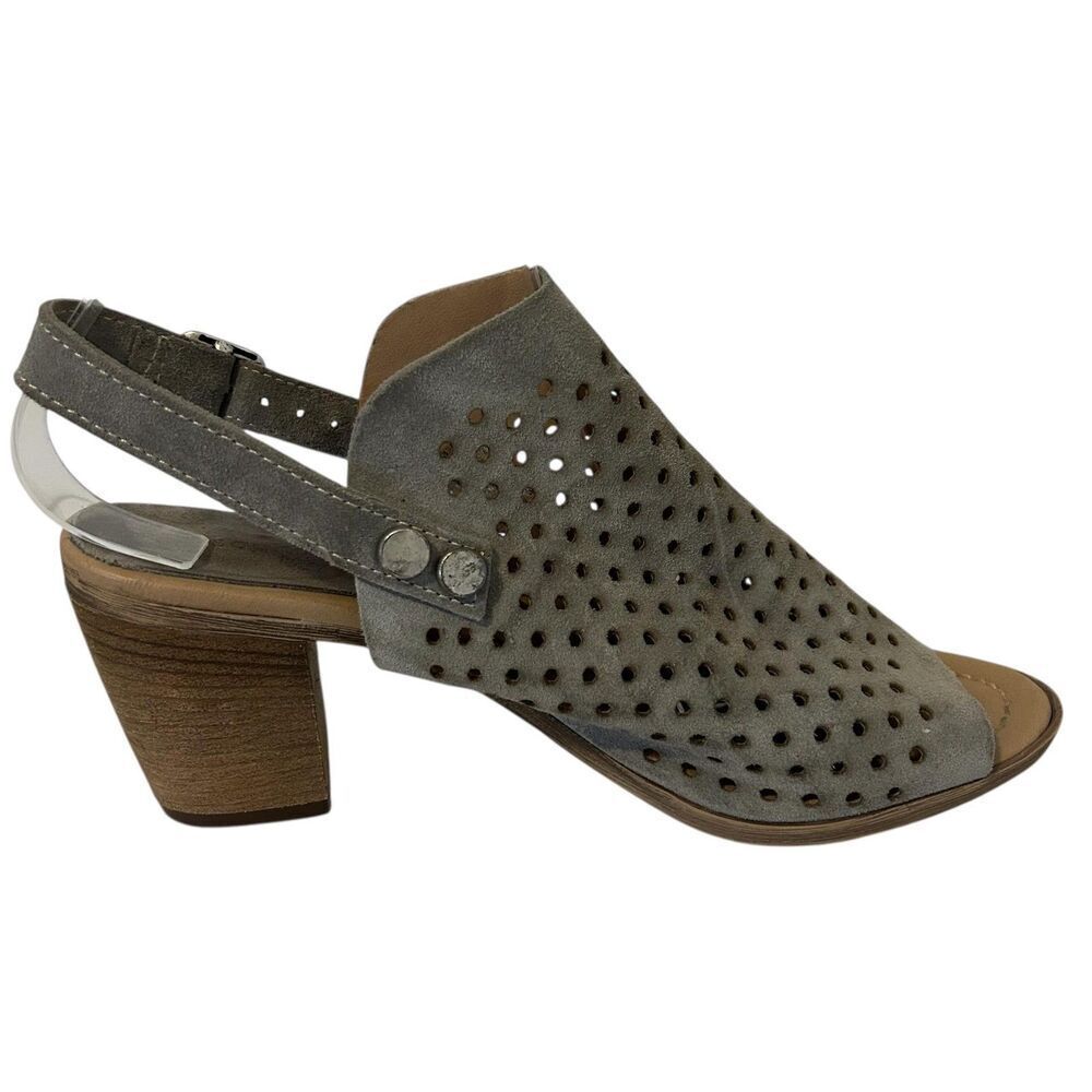 Sophia Milano Sandals Womens Size 8 Gray Suede Slingback Block Heel Made Italy